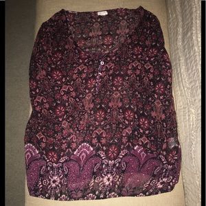 Maroon flowered sheer blouse